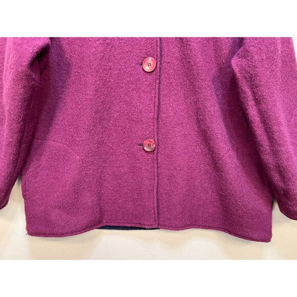 Norm Thompson Women's Button Front Wool Short Coat Long Sleeve Size 1X Fuchsia - Picture 5 of 11